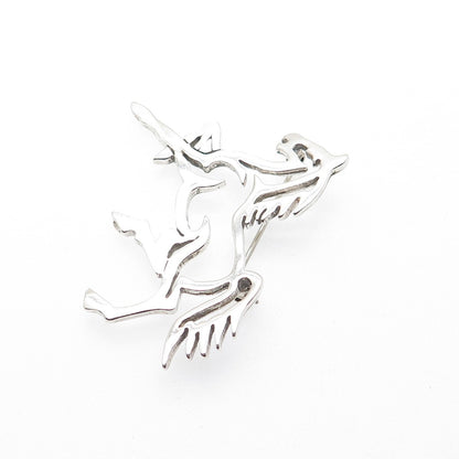 GLENN & IRENE SANDOVAL NAVAJO Old Pawn 925 Sterling Silver Vintage Horse Brooch