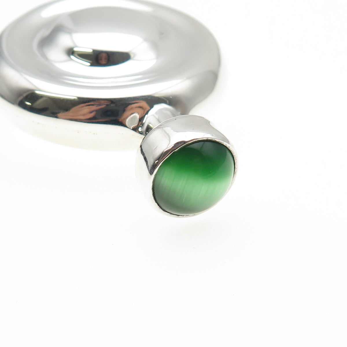 925 Sterling Silver Vintage Mexico Real Green Tiger Eye Perfume Bottle