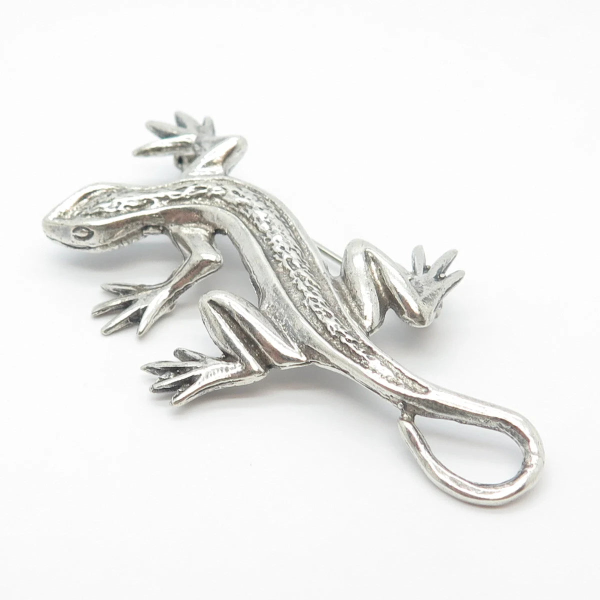 925 Sterling Silver Vintage Handmade Lizard Pin Brooch