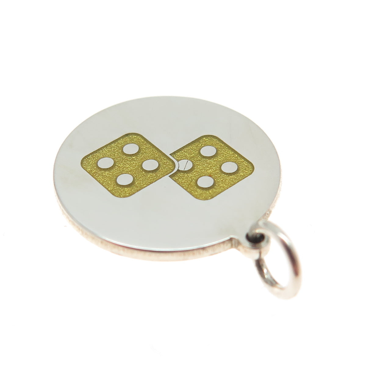 925 Sterling Silver Yellow Enamel Dice for Good Luck Charm Pendant