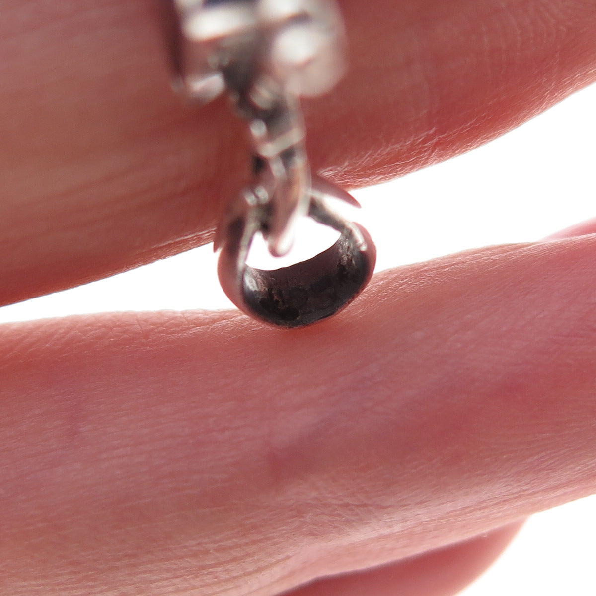 925 Sterling Silver Vintage Real Red Garnet Oxidized Charm Pendant
