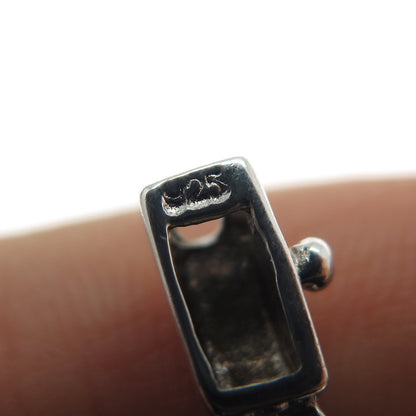 925 Sterling Silver Vintage Real Opal & Iolite Ribbon Link Bracelet 7.25"