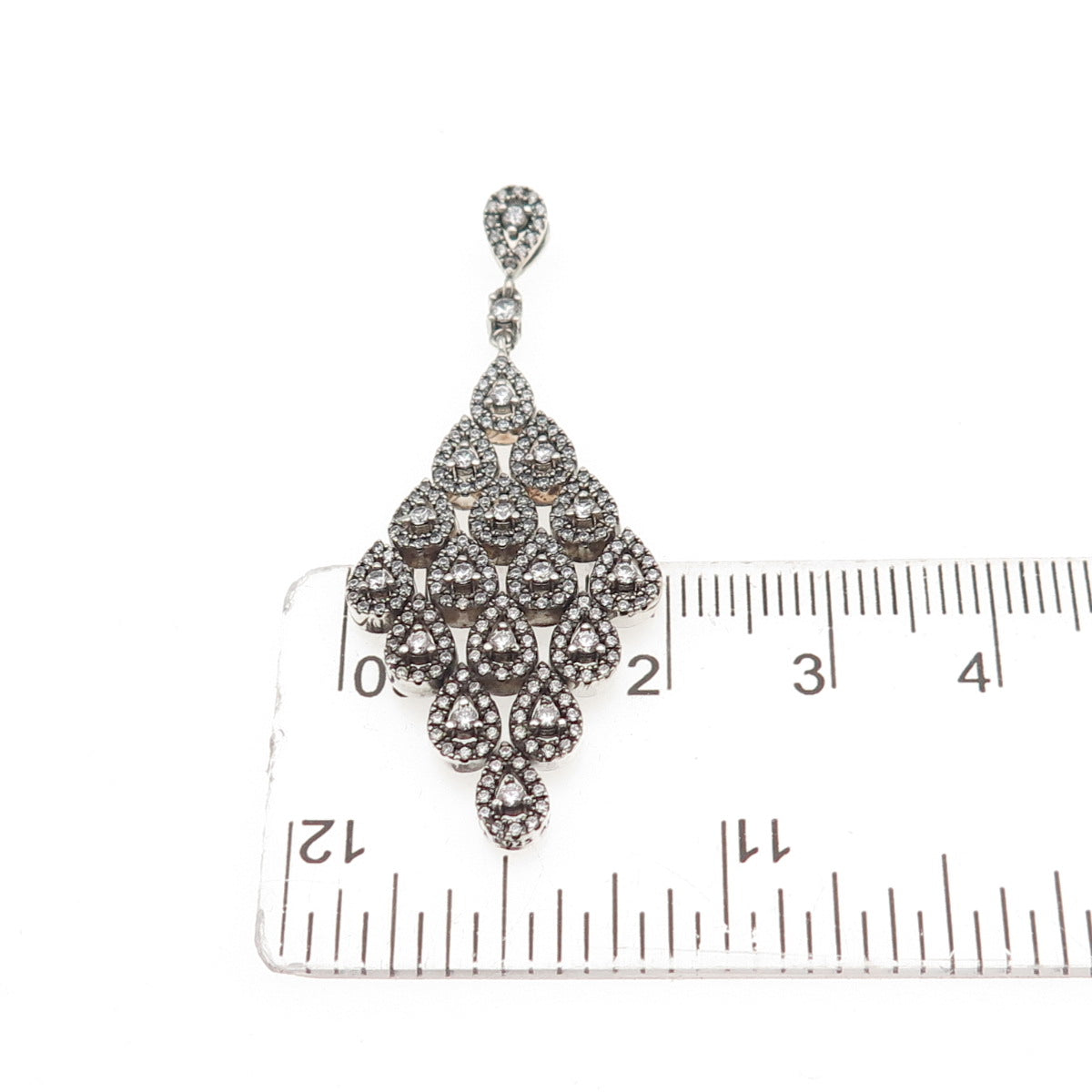 PANDORA 925 Sterling Silver Round-Cut C Z Cascading Glamour Slide Pendant