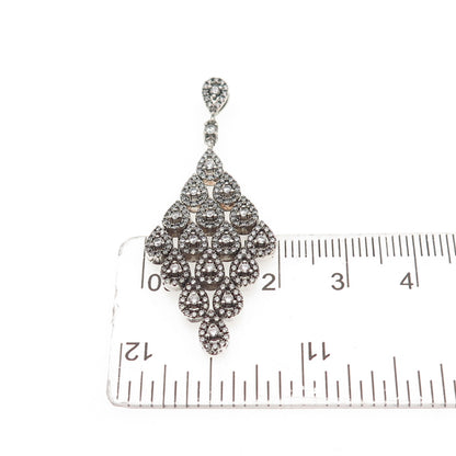 PANDORA 925 Sterling Silver Round-Cut C Z Cascading Glamour Slide Pendant