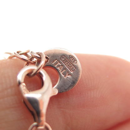 925 Sterling Rose Gold Plated Italy Lab-Created Ruby & C Z Heart Bracelet 7-8"