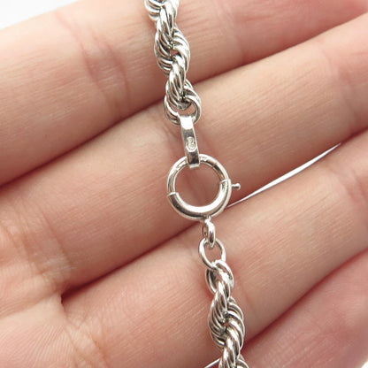 925 Sterling Silver Twisted Rope Link Bracelet 7"
