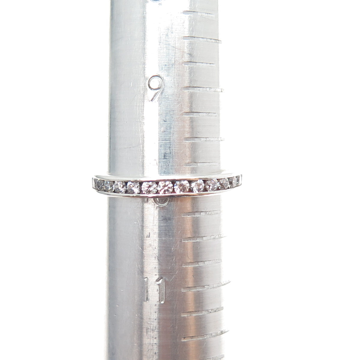 925 Sterling Silver Round-Cut C Z All Around Engagement Ring Size 10