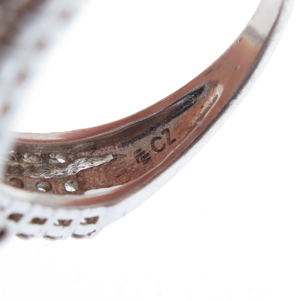 925 Sterling Silver Round-Cut C Z 3-Row Wavy Ring Size 7.25