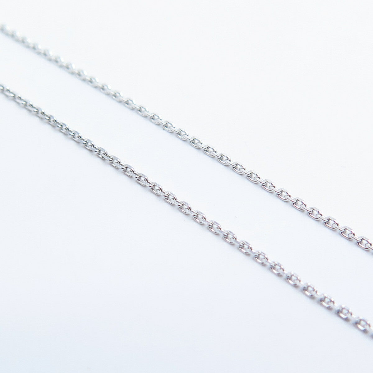 925 Sterling Silver SUN Real White Diamond Rolo Chain Necklace 16"