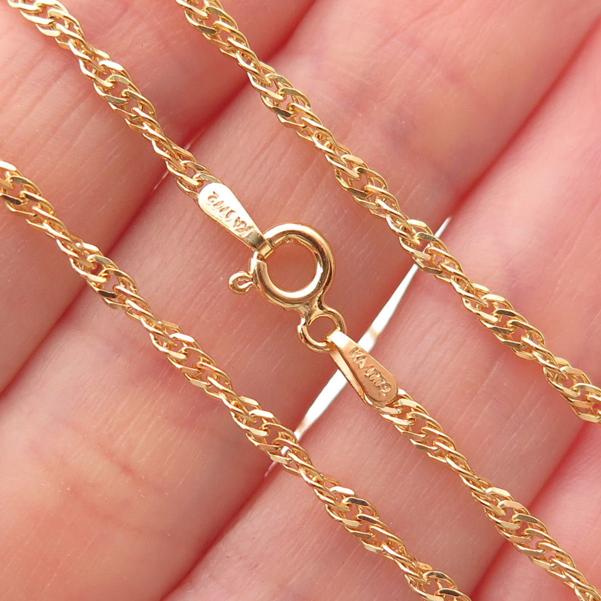 Karizia Spa KA-1772 925 Sterling Gold Plated Italy Singapore Chain Necklace 24"