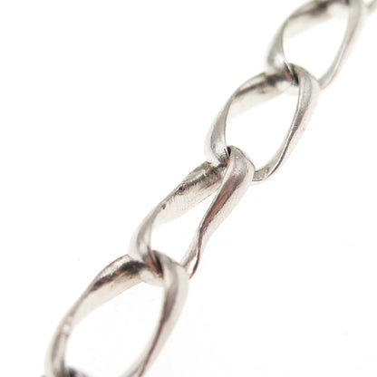 925 Sterling Silver Vintage Oval Curb Link Bracelet 7.25"