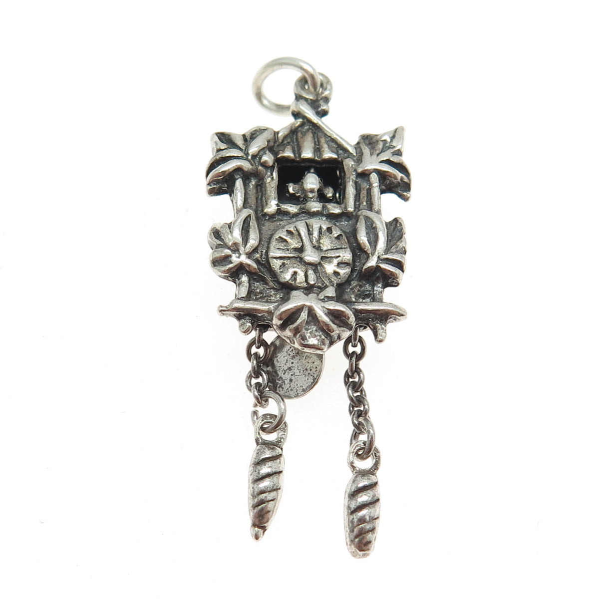 800 Silver Antique Art Deco Cuckoo Wall Clock Pendant