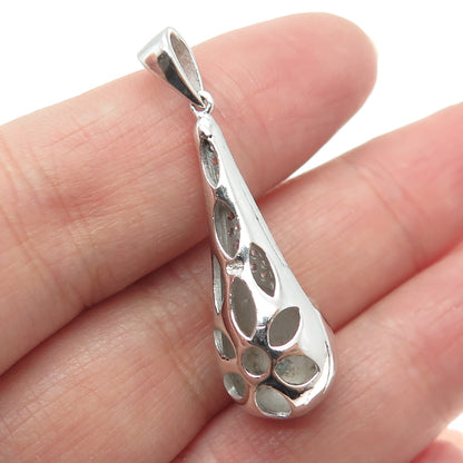 925 Sterling Silver Round-Cut C Z Teardrop Pendant