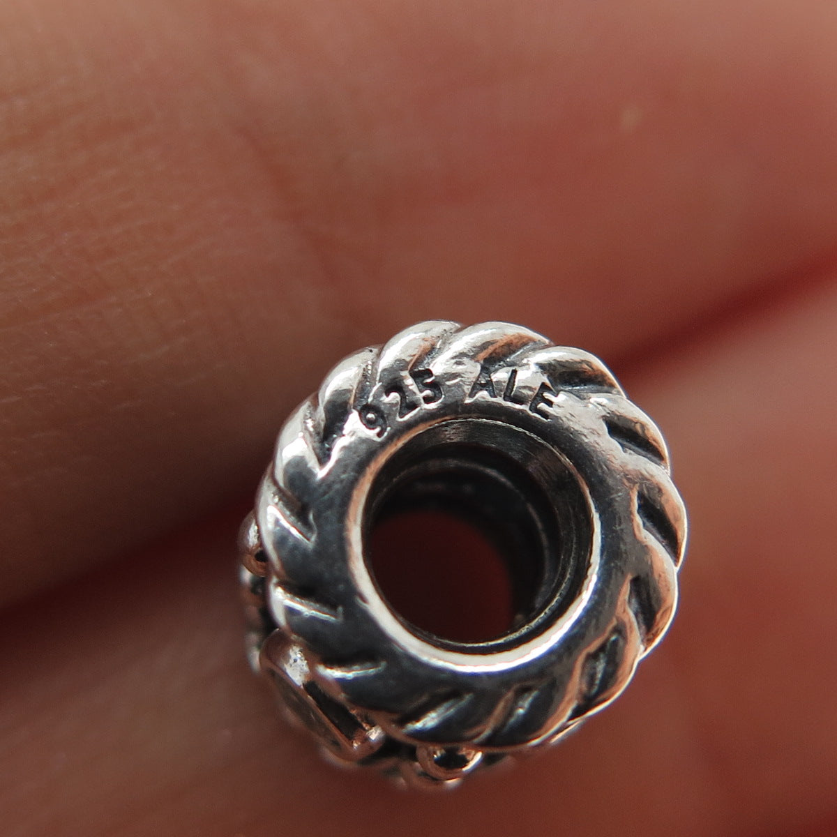 PANDORA 925 Sterling Silver Round-Cut C Z Oxy Crown Slide Bead Charm