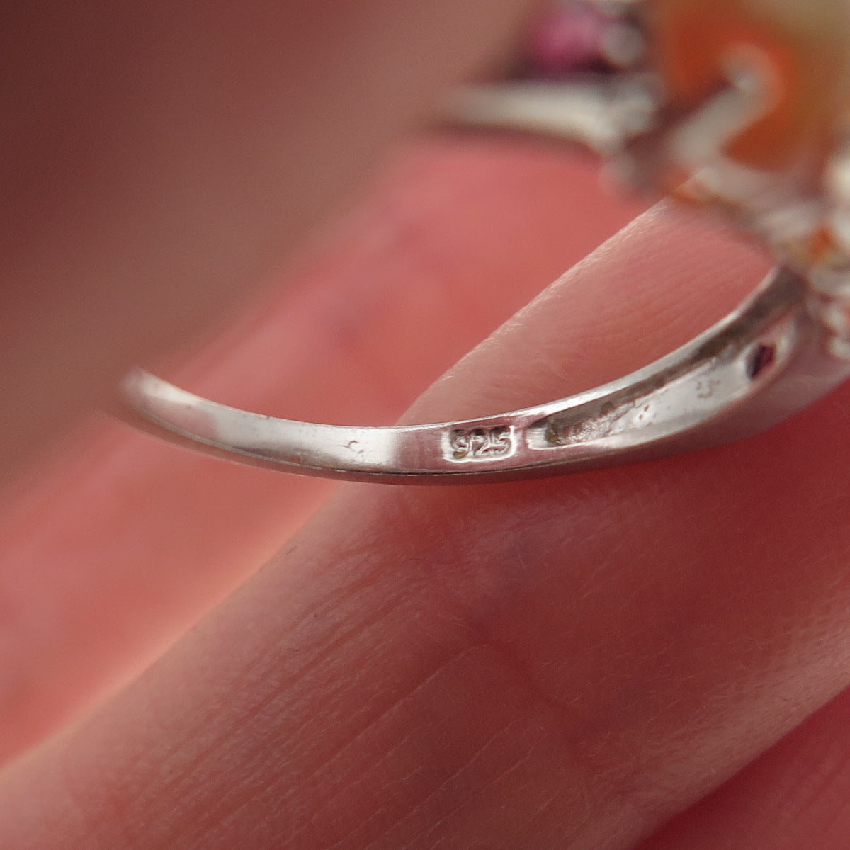 Chuck Clemency 925 Sterling Silver Real Opal & Amethyst Ring Size 7