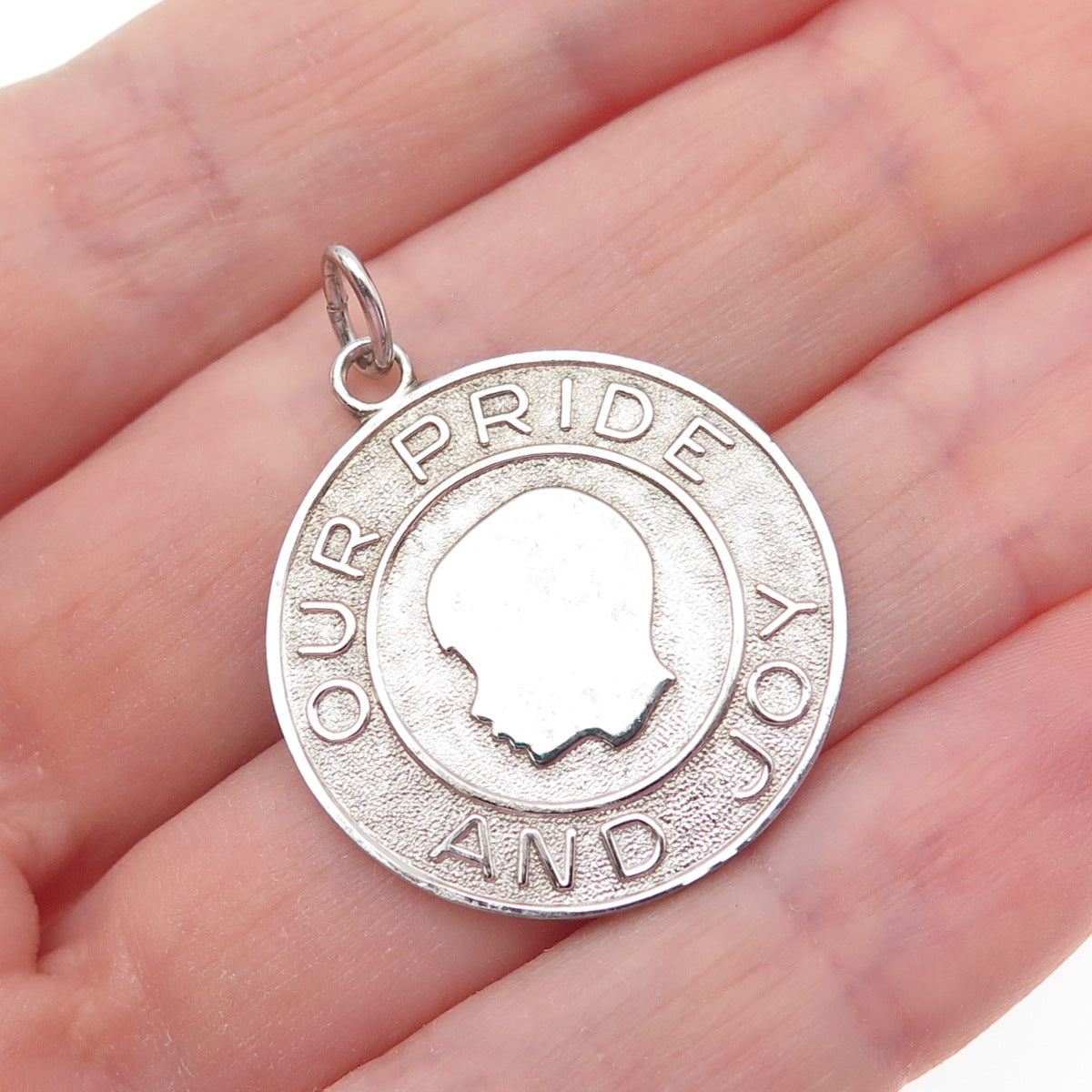 925 Sterling Silver Vintage Our Pride & Joy Boy Charm Pendant