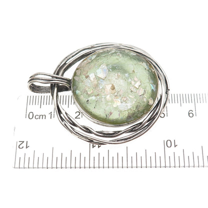 Luli Hamersztein & Revital Sterling Silver Vintage Israel Roman Glass Pendant