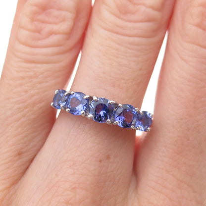 Chuck Clemency 925 Sterling Silver Real Round-Cut Tanzanite Ring Size 8.25