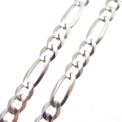 P. LUX 925 Sterling Silver Italy Figaro Chain Necklace 22"