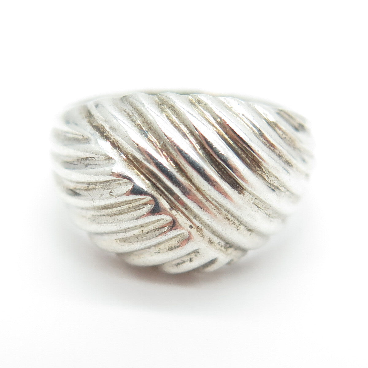 J. ESPOSITO 925 Sterling Silver Vintage Ribbed Ring Size 6.25