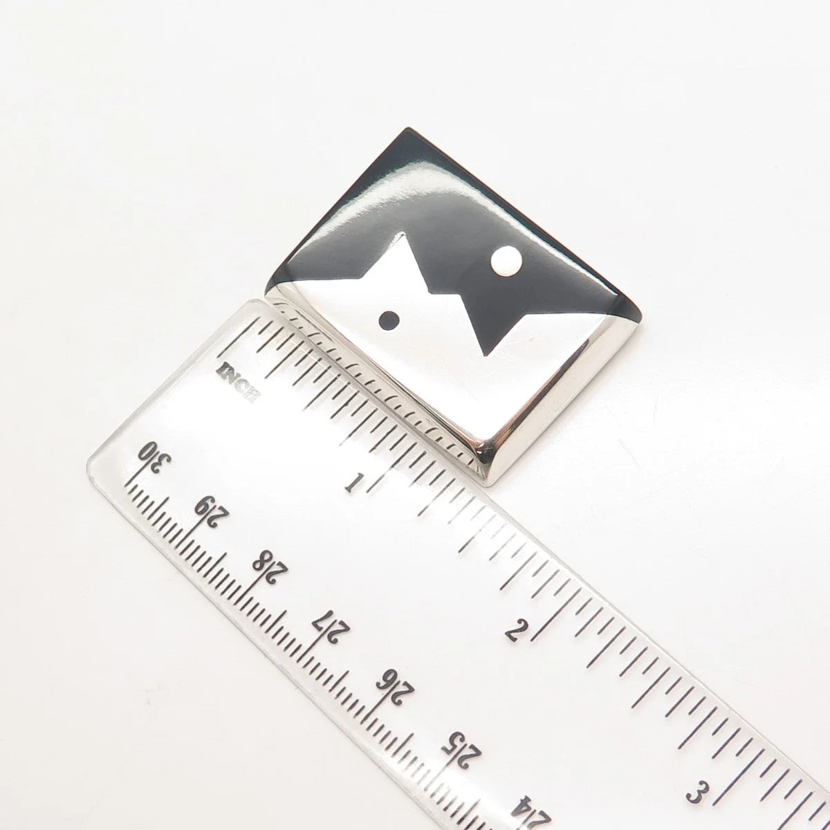 925 Sterling Silver Vintage Mexico Real Black Onyx Gemstone Yin Yang Pin Brooch