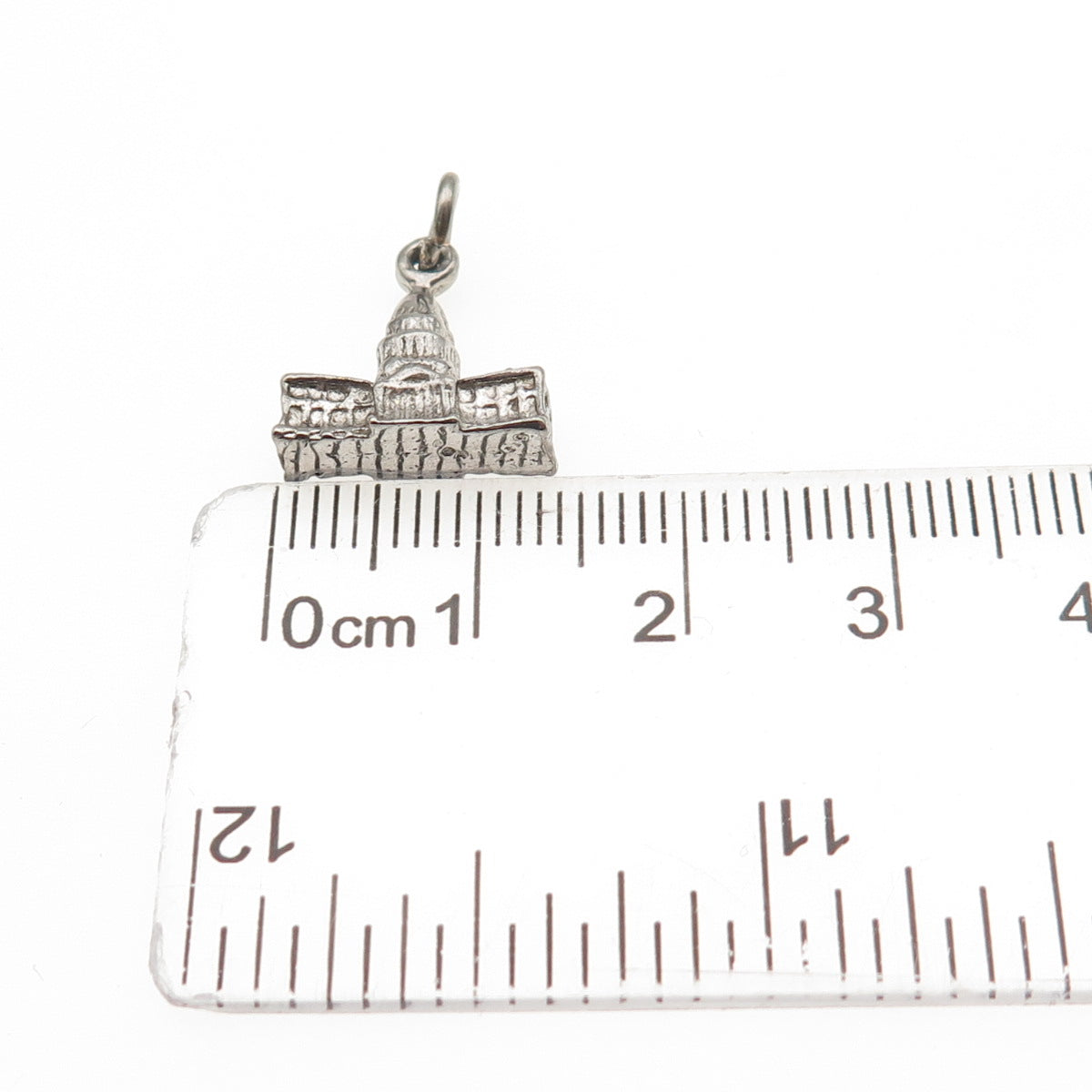925 Sterling Silver Antique Art Deco US Capitol Building 3D Mini Charm Pendant