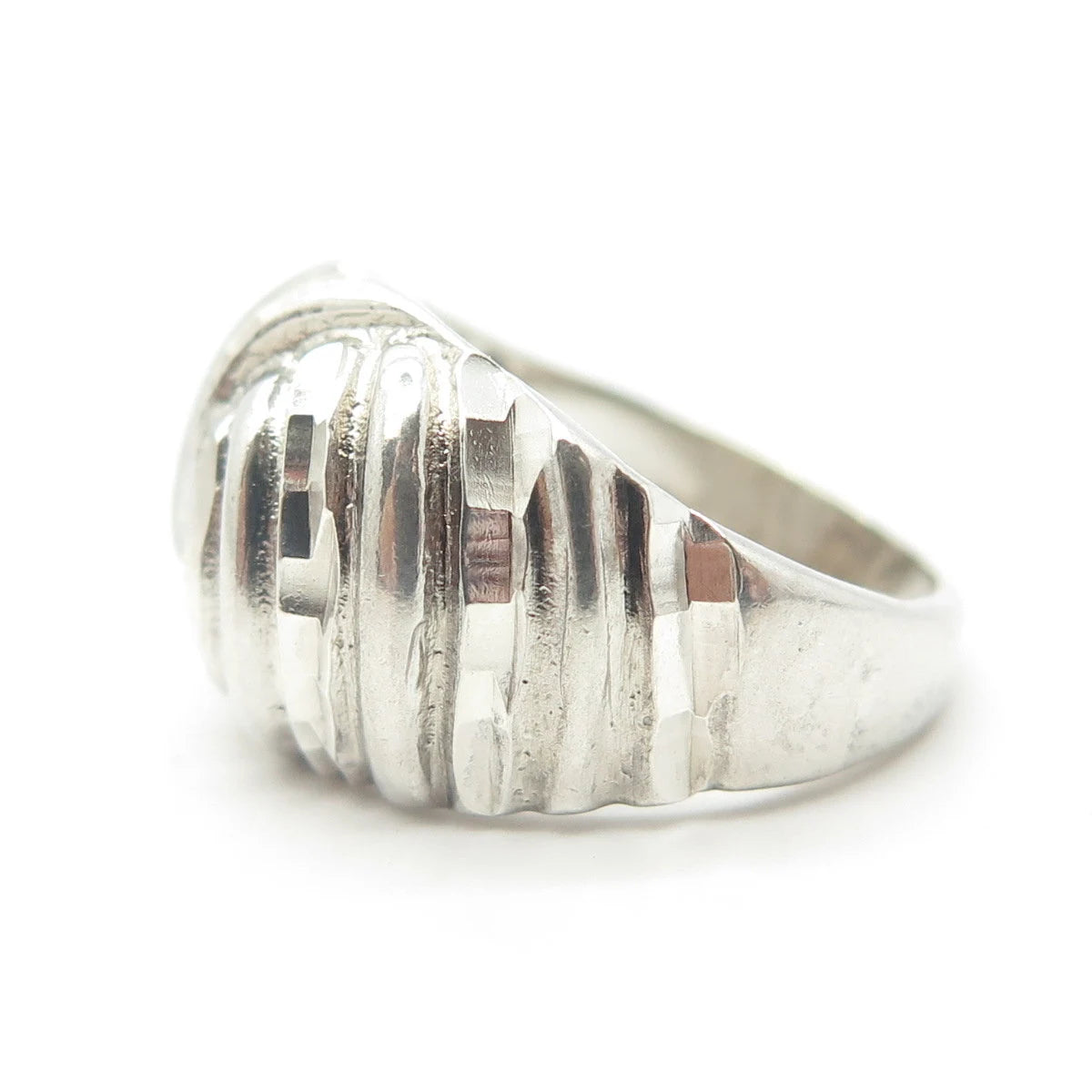 925 Sterling Silver Vintage Modernist Dome Ring Size 5.5