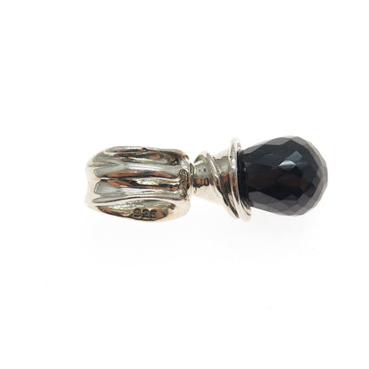 HAGIT GORALI 925 Sterling Silver Vintage Real Black Onyx Modernist Charm Pendant
