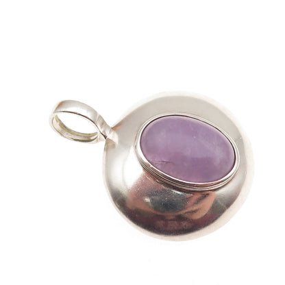 ESPO SIG Joseph Esposito Sterling Silver Vintage Real Amethyst Modernist Pendant