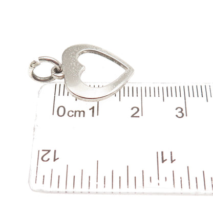 925 Sterling Silver Vintage Italy Open Heart Mini Charm Pendant