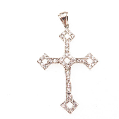 925 Sterling Silver Round-Cut C Z Cross Pendant