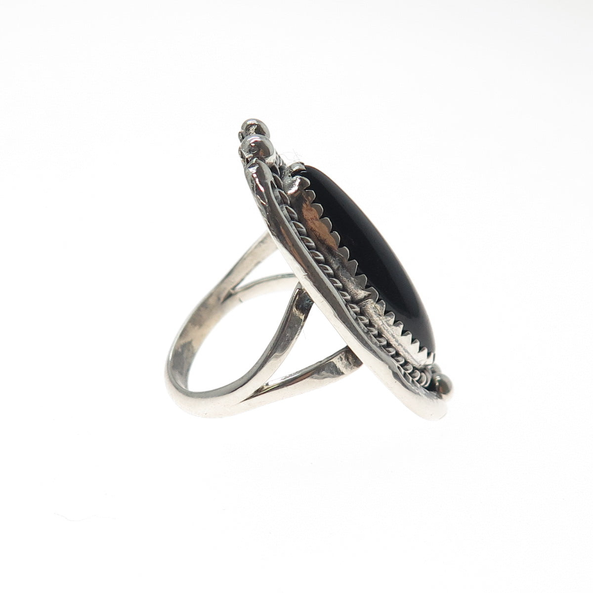 Old Pawn 925 Sterling Silver Vintage Southwestern Black Onyx Ring Size 5.75