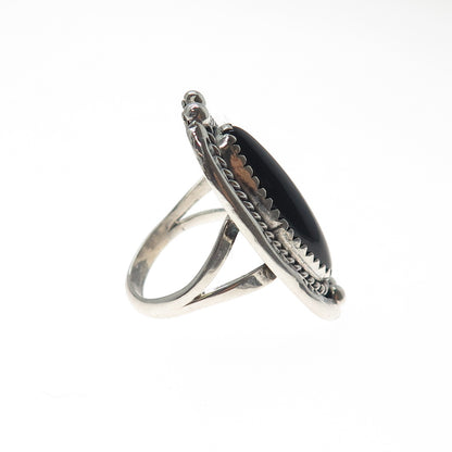 Old Pawn 925 Sterling Silver Vintage Southwestern Black Onyx Ring Size 5.75