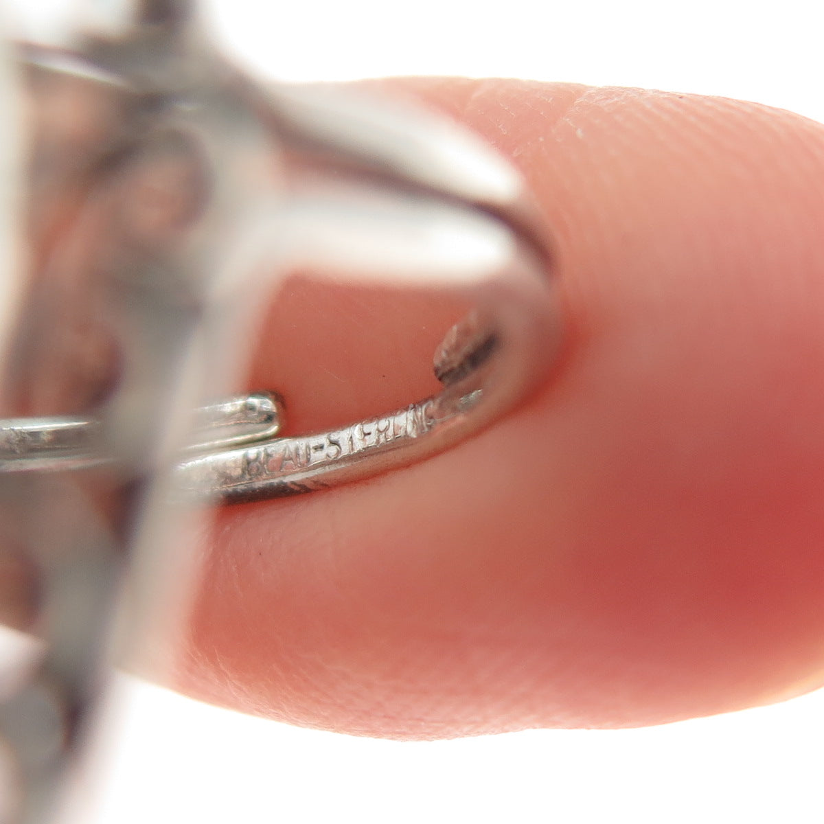 BEAU Sterling Silver Antique Tyrone Turquoise Filigree Adjustable Ring Size 6