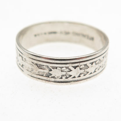 Uncas 925 Sterling Silver Antique Art Deco Oxidized Band Ring Size 8