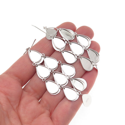 925 Sterling Silver Textured Raindrop Dangle Earrings