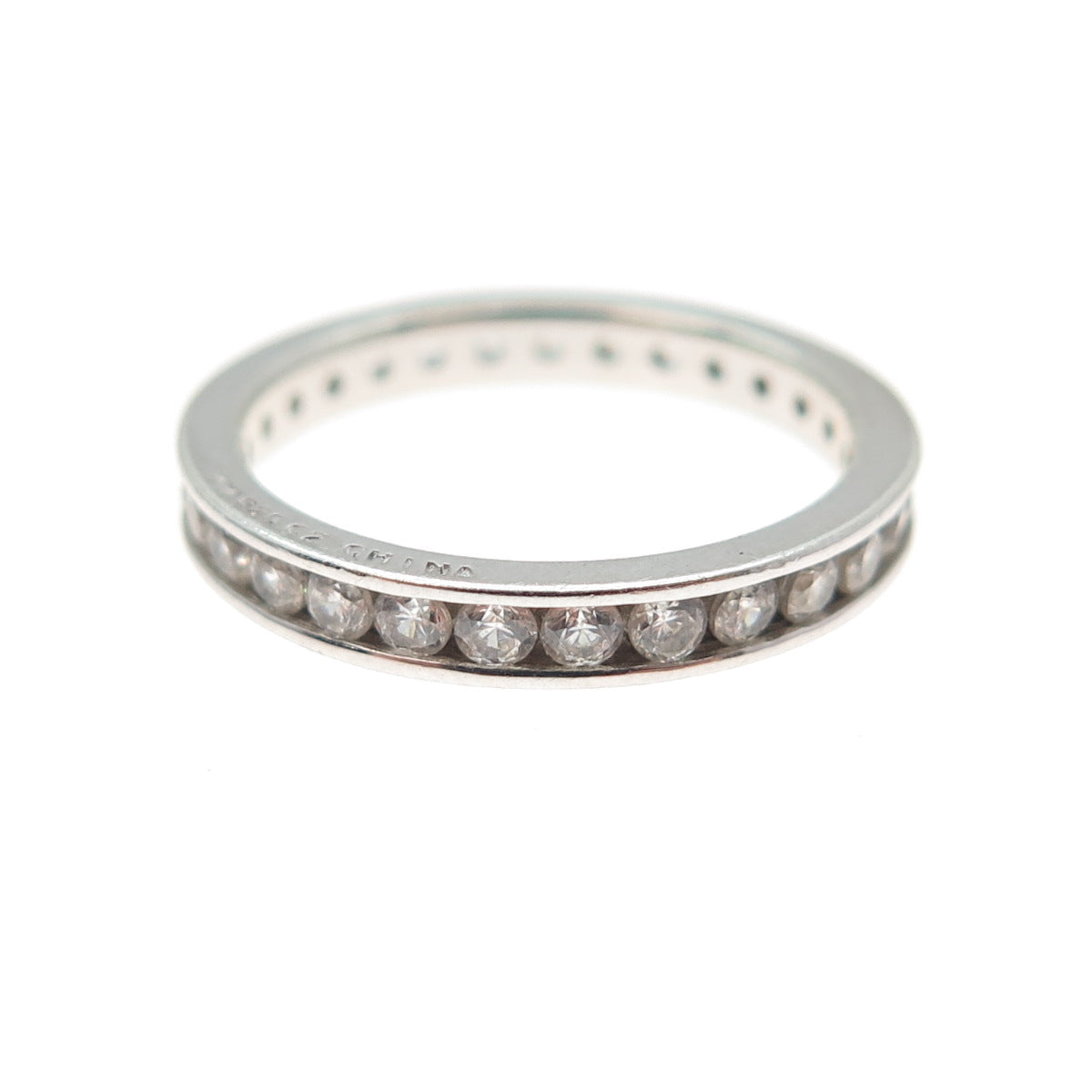 925 Sterling Silver Round-Cut C Z All Around Eternity Band Ring Size 6.25