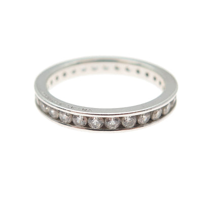 925 Sterling Silver Round-Cut C Z All Around Eternity Band Ring Size 6.25
