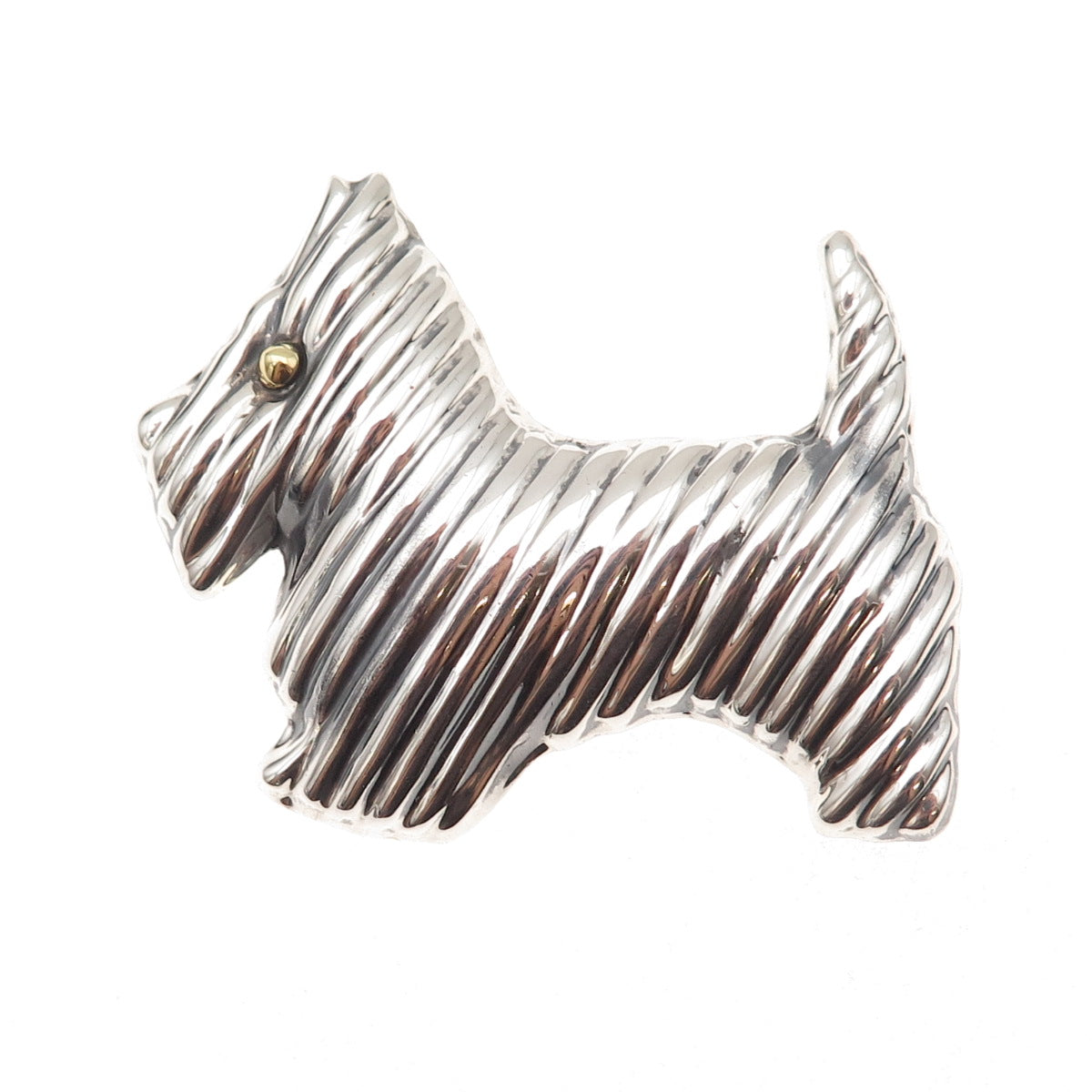 Laton 925 Sterling 2-Tone Vintage Mexico Scottish Terrier Pin Brooch / Pendant