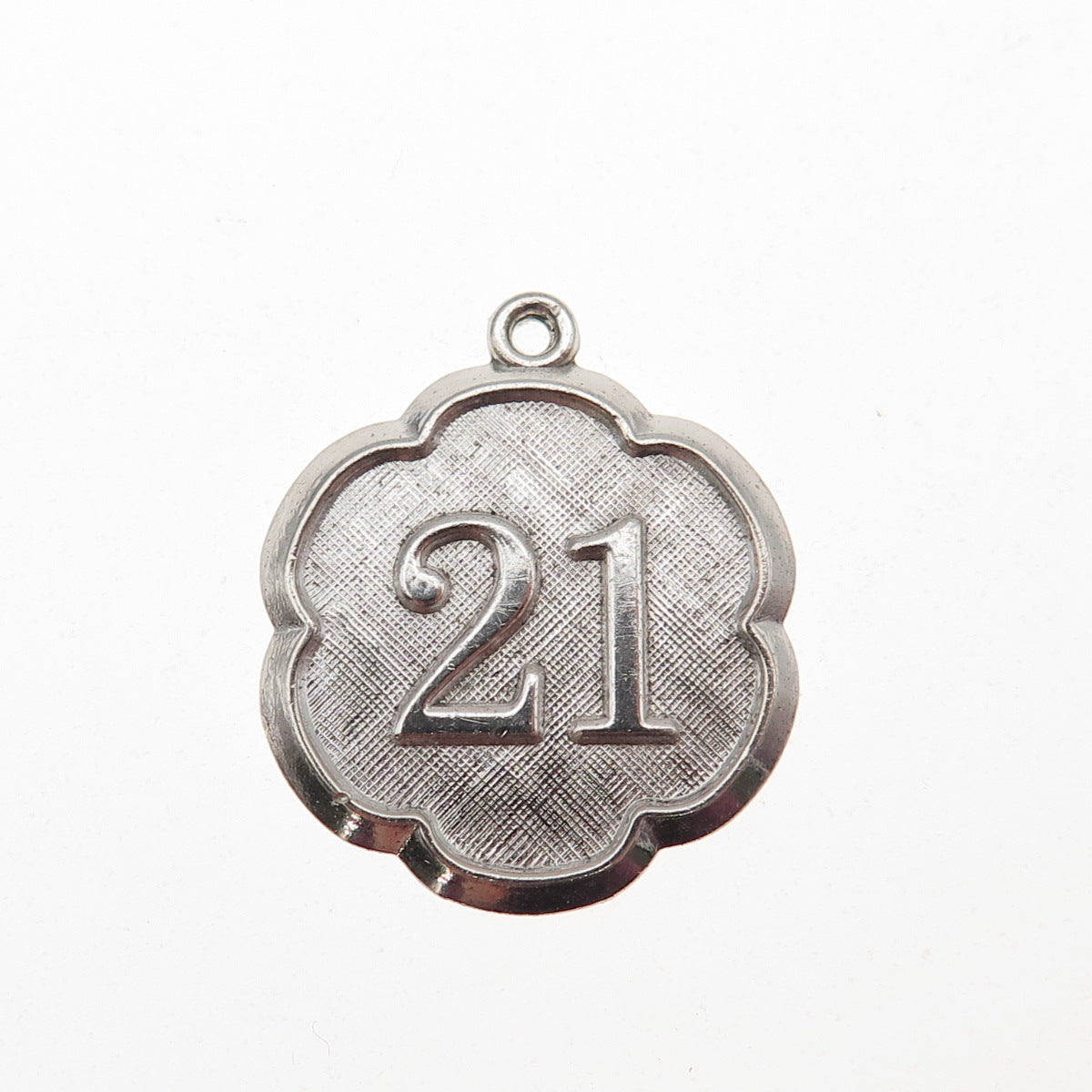 925 Sterling Silver Vintage Lucky Number 21 Mini Charm Pendant