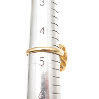 925 Sterling Silver Gold Plated Real Diamond & Green Amethyst Ring Size 4.75