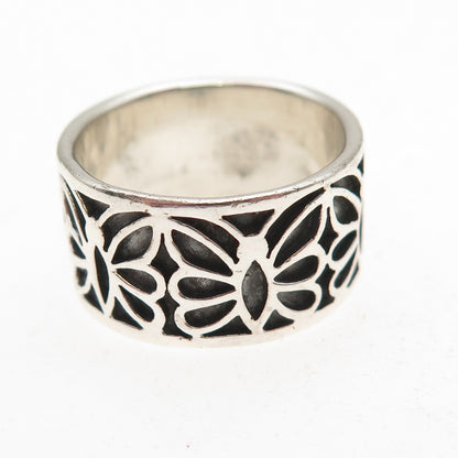 925 Sterling Silver Vintage Butterfly Oxidized Wide Band Ring Size 8