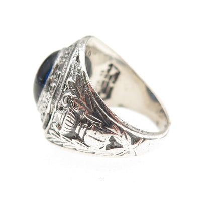 College Seal & Crest 925 Sterling Antique Glass Wicomico High School Ring Size 5