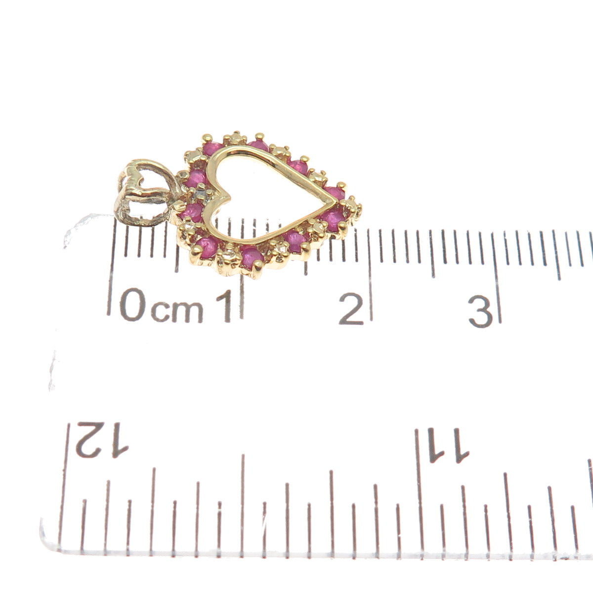 ROSS SIMONS Sterling Gold Plated Real Diamond Accent & Ruby Heart Mini Pendant