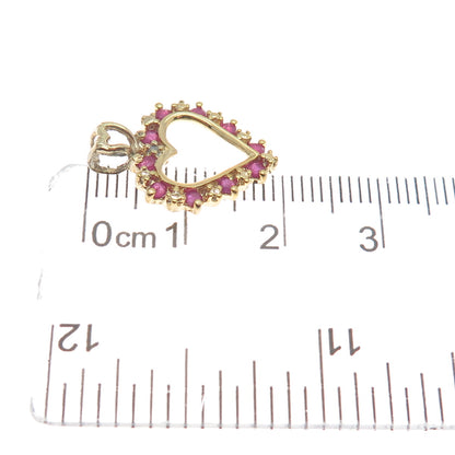 ROSS SIMONS Sterling Gold Plated Real Diamond Accent & Ruby Heart Mini Pendant