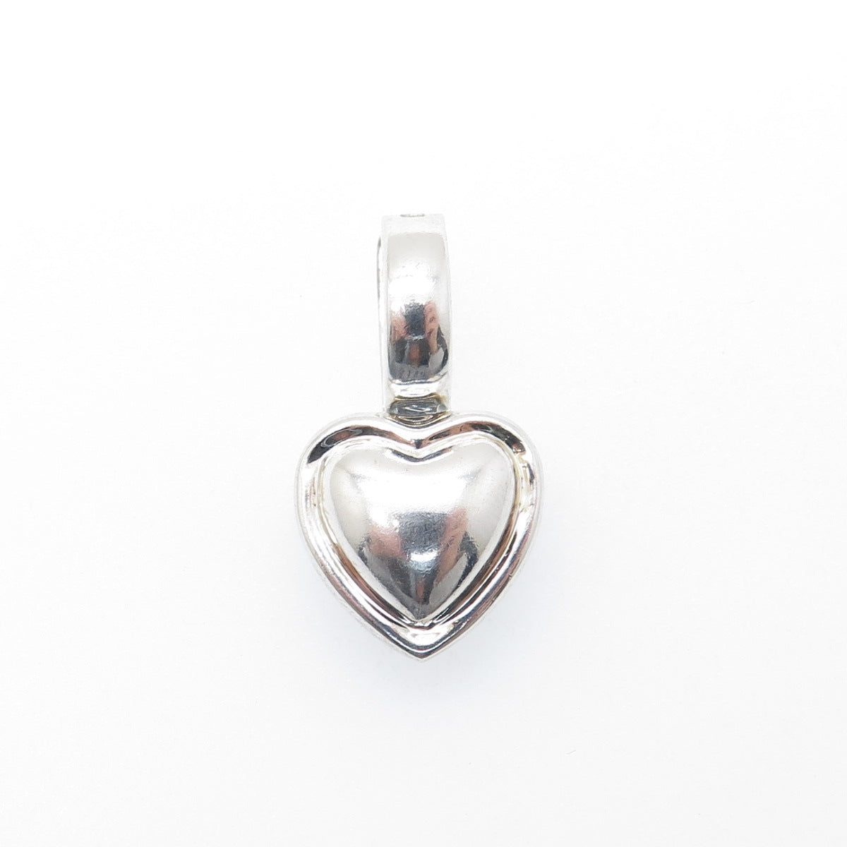 925 Sterling Silver Vintage Heart Minimalist Slide Charm Pendant
