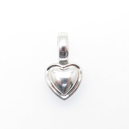 925 Sterling Silver Vintage Heart Minimalist Slide Charm Pendant