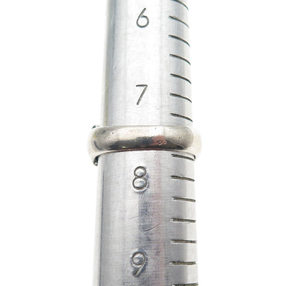 925 Sterling Silver Vintage Modernist X-Shape Dome Oxidized Ring Size 7.75