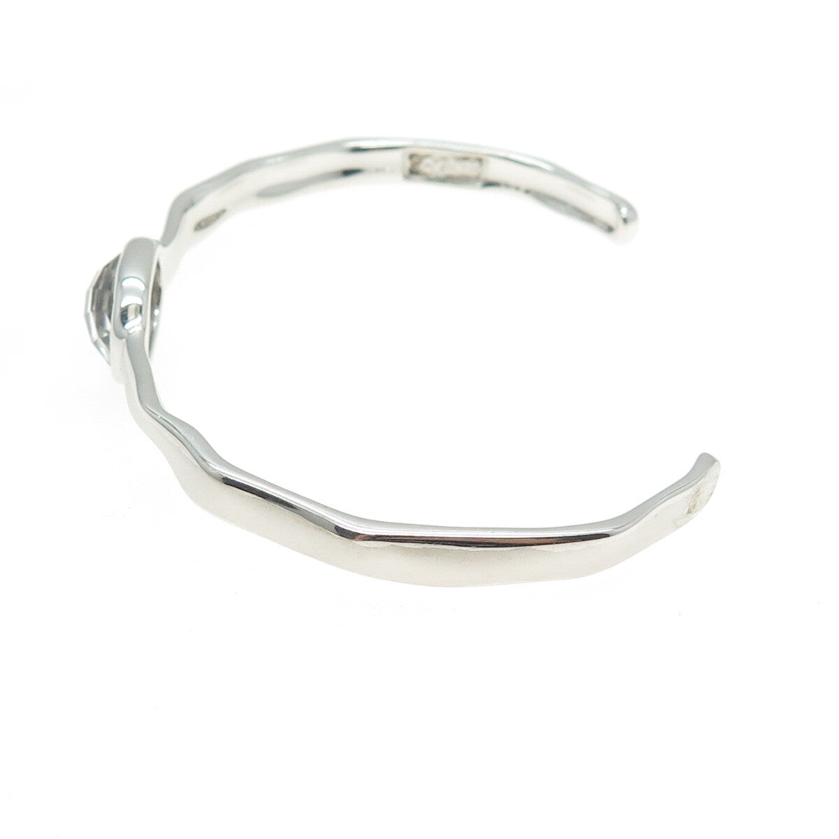 CHARLES GARNIER 925 Sterling Silver Real Clear Quartz Adjustable Bracelet 7"