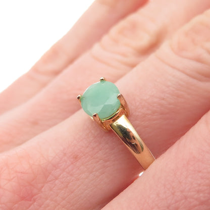 DEE BERKLE 925 Sterling Silver Gold Plated Real Emerald Ring Size 9